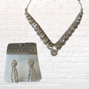 Occasion by Ardene sparkling rhinestone faux diamond necklace & earrings set